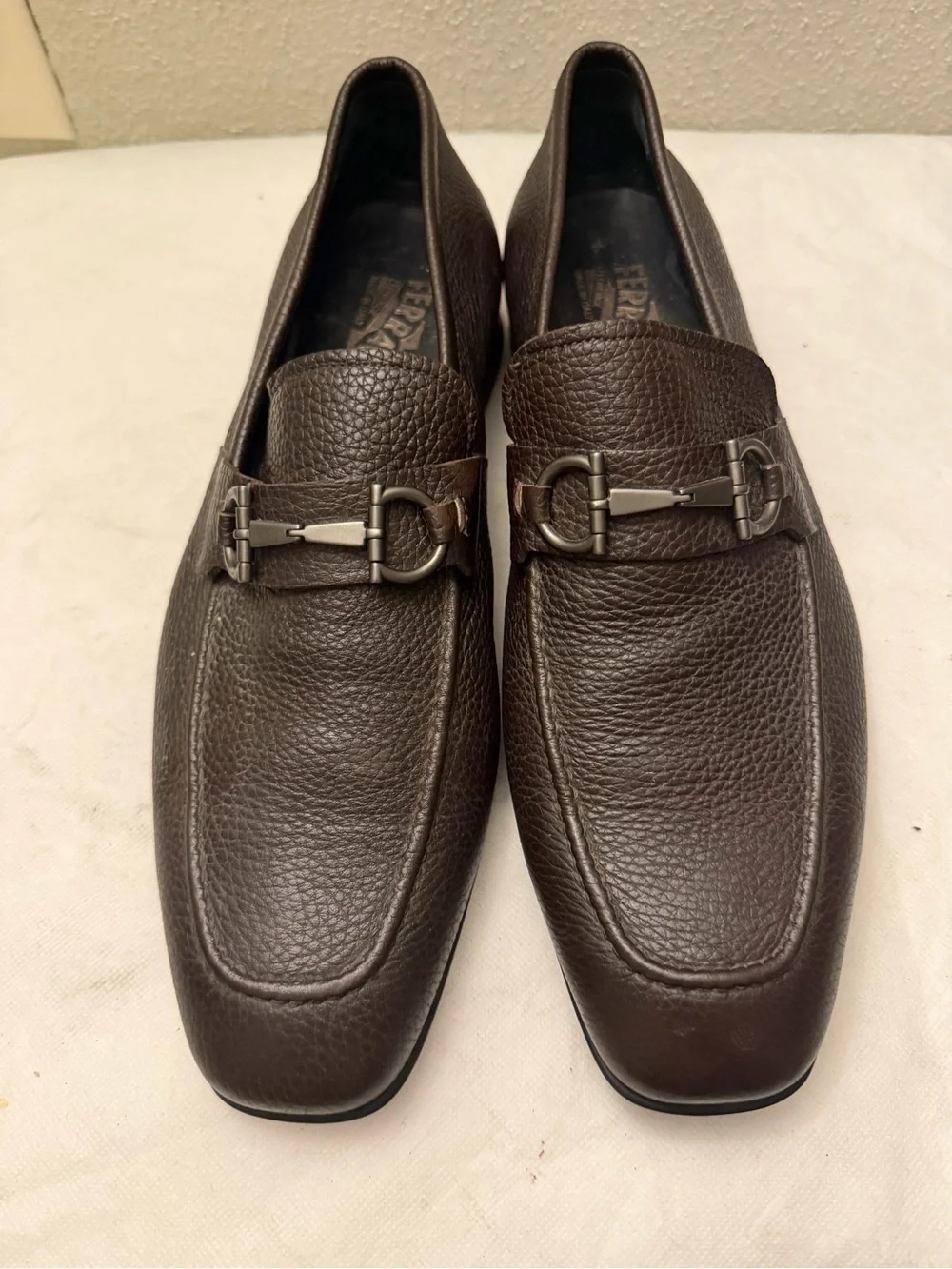 SALVATORE FERRAGAMO 'men’s Metrone' Dark Brown Leather Loafers SZ US10,pre-owned